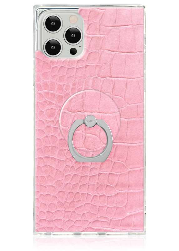 SQUARE® Pink Crocodile Faux Leather iPhone Case