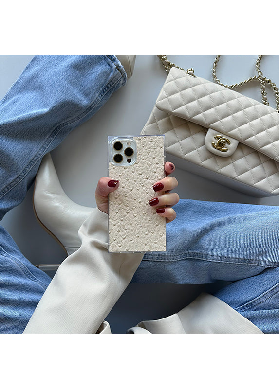 SQUARE® Ivory Ostrich Faux Leather iPhone Case