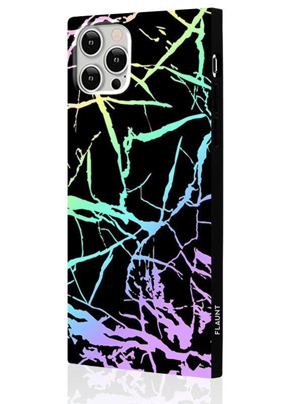 SQUARE® Holographic Black Marble iPhone Case