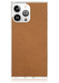 SQUARE® Tan Suede Faux Leather iPhone Case